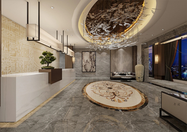 簡約中式洗浴會所裝修設(shè)計(jì)案例效果圖